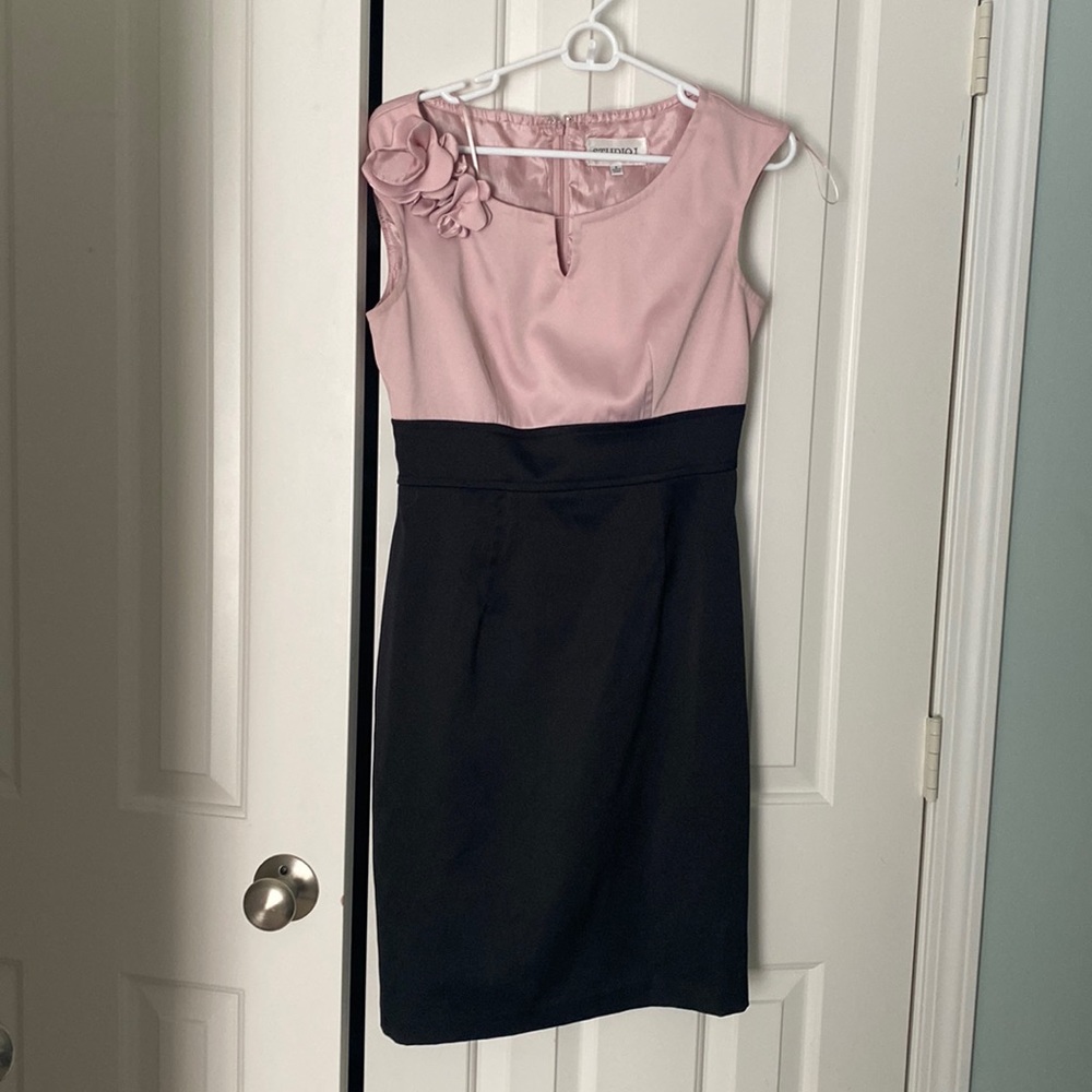 Black and pink wiggle dress